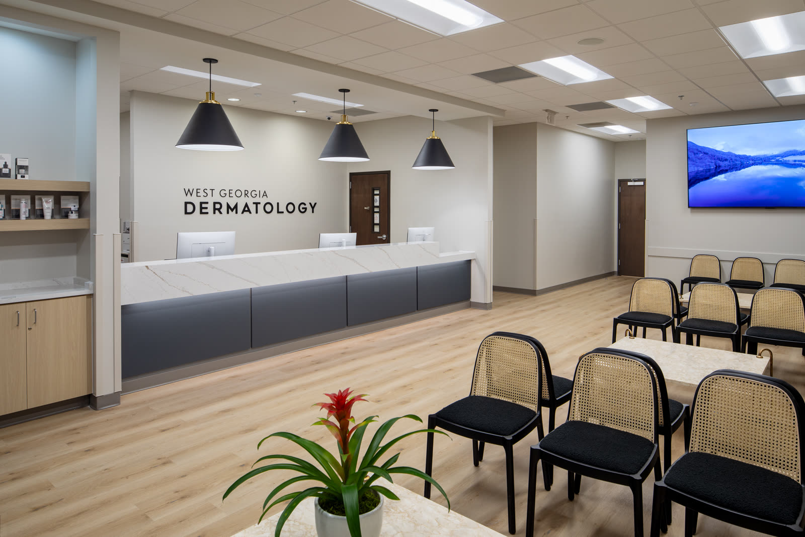 The check-in desk and lobby at West Georgia Dermatology in Carrollton